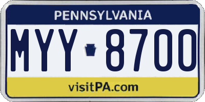 PA license plate MYY8700