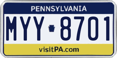 PA license plate MYY8701