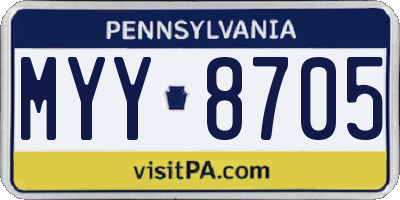 PA license plate MYY8705