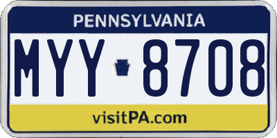 PA license plate MYY8708