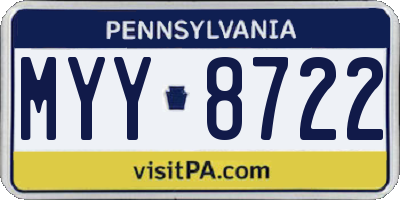 PA license plate MYY8722