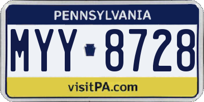 PA license plate MYY8728