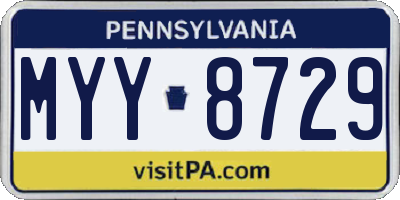 PA license plate MYY8729
