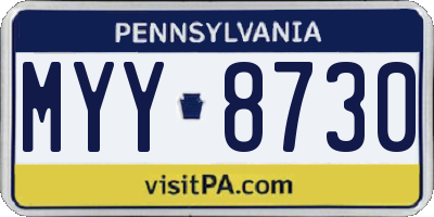 PA license plate MYY8730