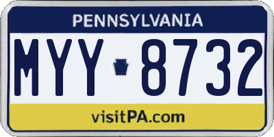 PA license plate MYY8732