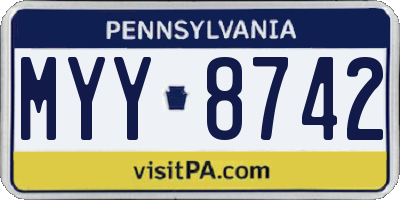 PA license plate MYY8742