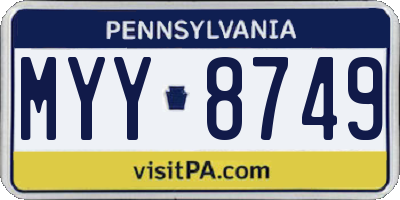 PA license plate MYY8749
