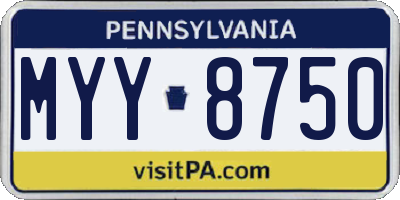 PA license plate MYY8750