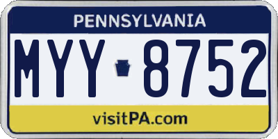 PA license plate MYY8752