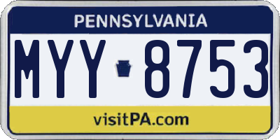 PA license plate MYY8753