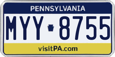 PA license plate MYY8755