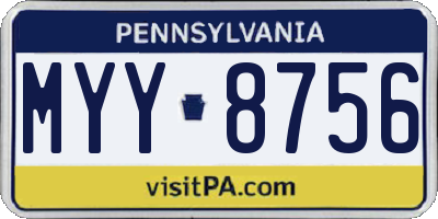 PA license plate MYY8756
