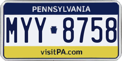 PA license plate MYY8758