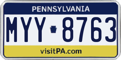 PA license plate MYY8763