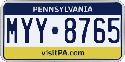 PA license plate MYY8765