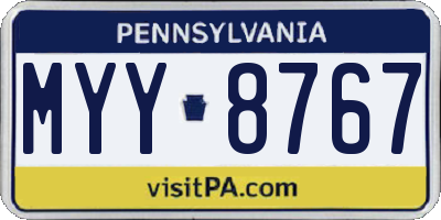 PA license plate MYY8767