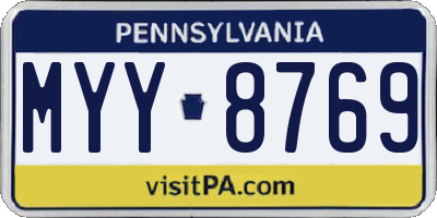 PA license plate MYY8769