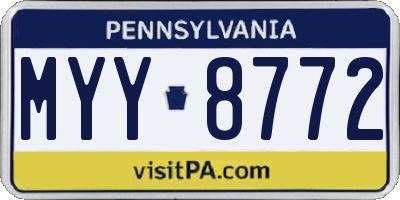 PA license plate MYY8772