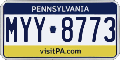 PA license plate MYY8773