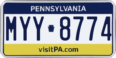 PA license plate MYY8774
