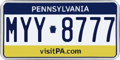 PA license plate MYY8777