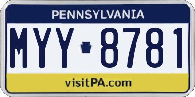 PA license plate MYY8781