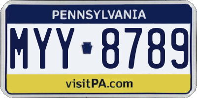 PA license plate MYY8789