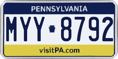 PA license plate MYY8792