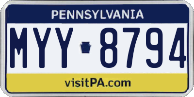 PA license plate MYY8794