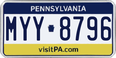 PA license plate MYY8796