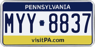 PA license plate MYY8837