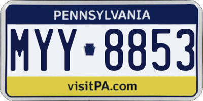PA license plate MYY8853