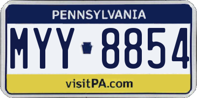 PA license plate MYY8854