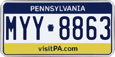 PA license plate MYY8863