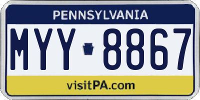 PA license plate MYY8867