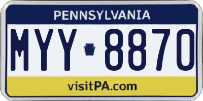 PA license plate MYY8870