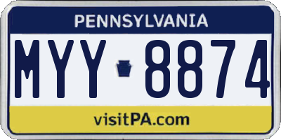 PA license plate MYY8874