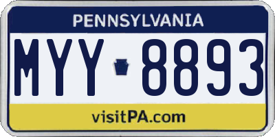 PA license plate MYY8893