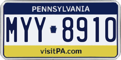 PA license plate MYY8910