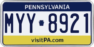 PA license plate MYY8921