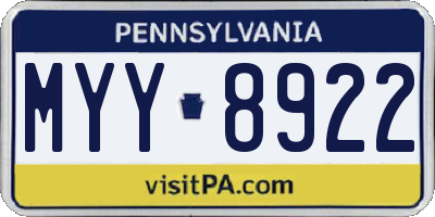 PA license plate MYY8922