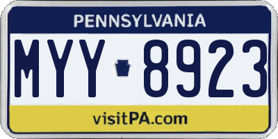 PA license plate MYY8923
