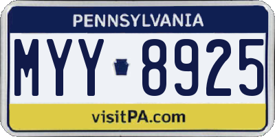 PA license plate MYY8925