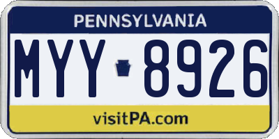 PA license plate MYY8926