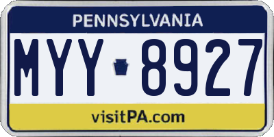 PA license plate MYY8927