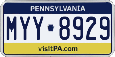 PA license plate MYY8929