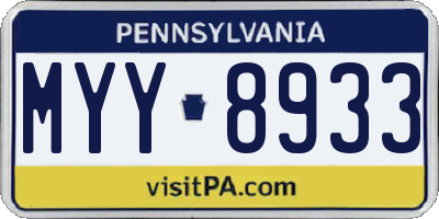 PA license plate MYY8933