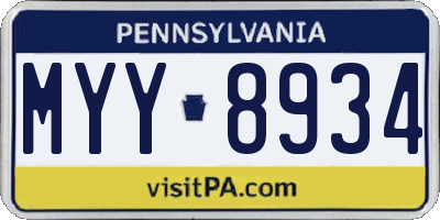 PA license plate MYY8934