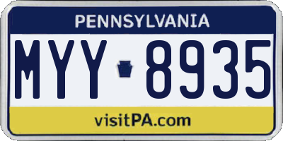 PA license plate MYY8935