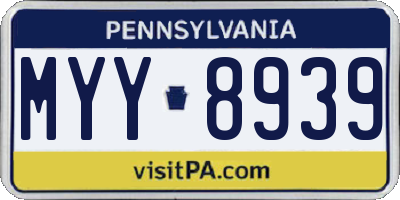 PA license plate MYY8939